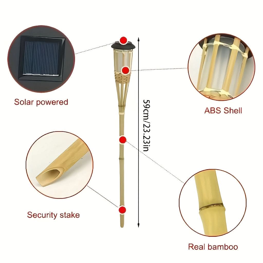 Solar led-bamboelampen met flikkerend vlameffect | elesira