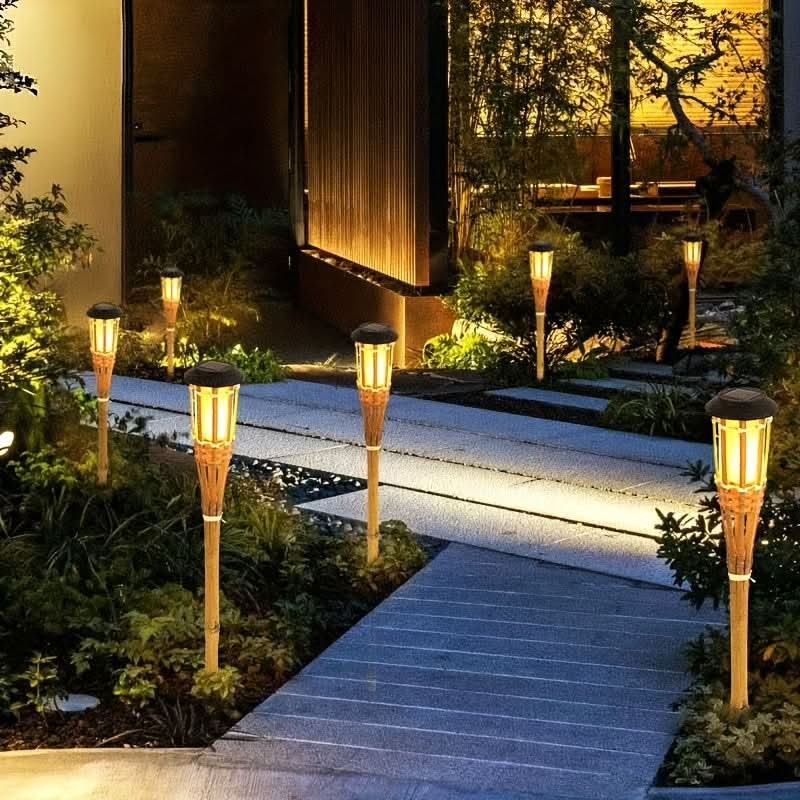 Solar led-bamboelampen met flikkerend vlameffect | elesira