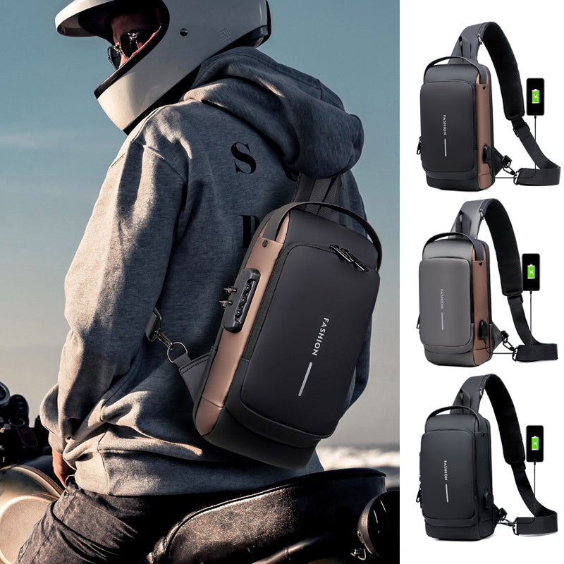 Waterproof and Theft-Resistant Shoulder Bag with USB Port | elesira
