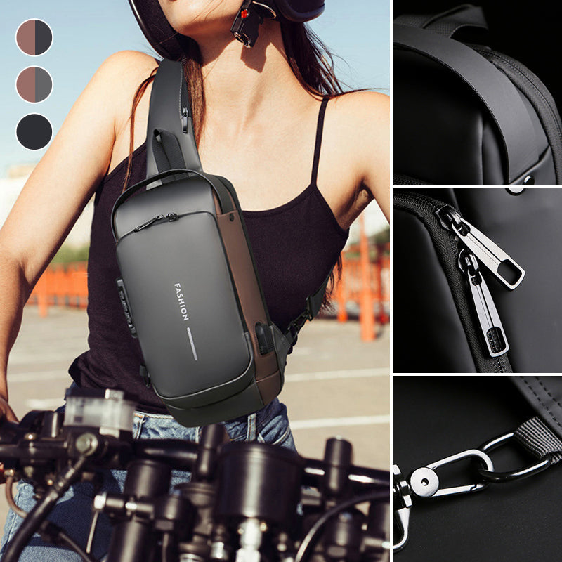 Waterproof and Theft-Resistant Shoulder Bag with USB Port | elesira