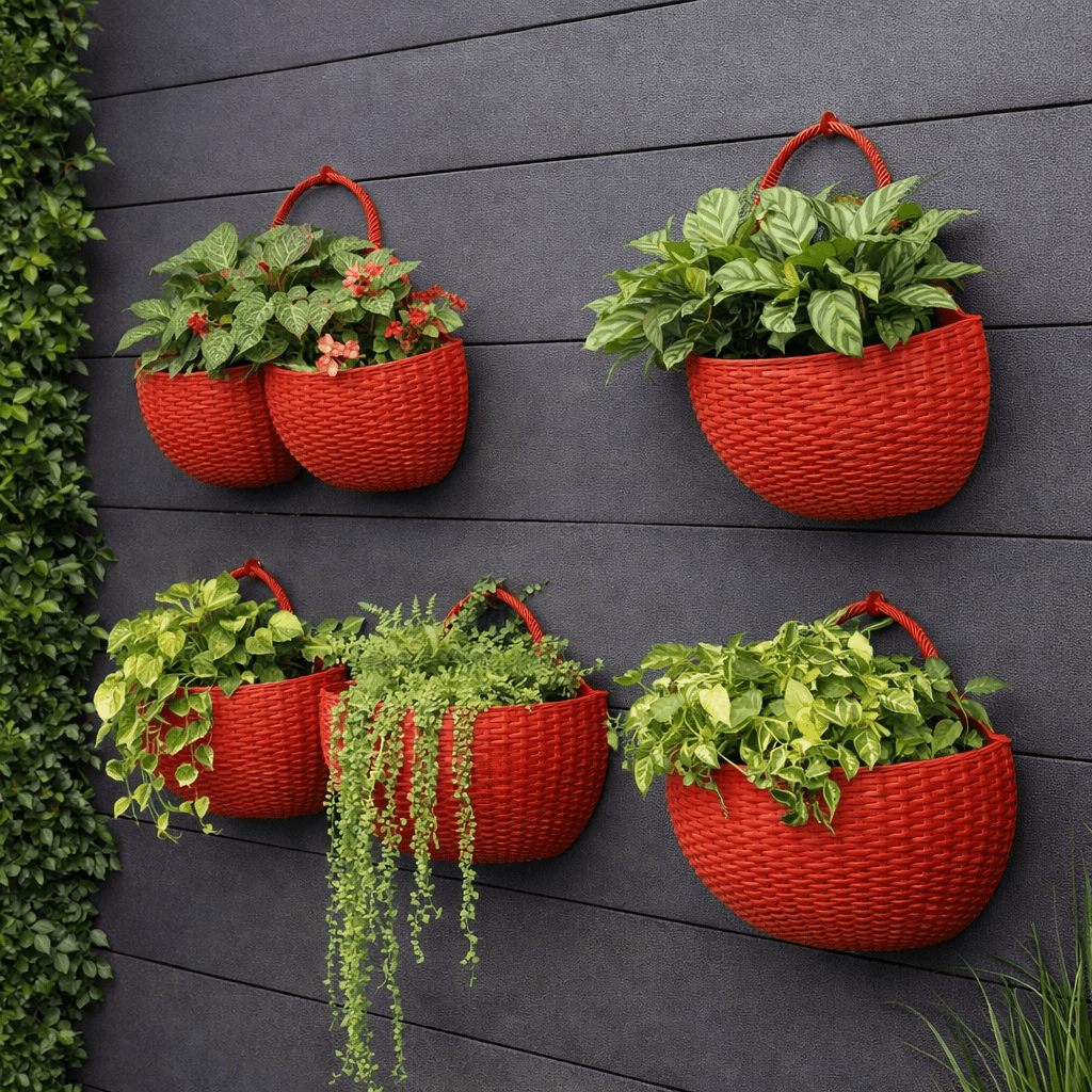 Vertical Greenery Wall Planter with Rattan Design | elesira