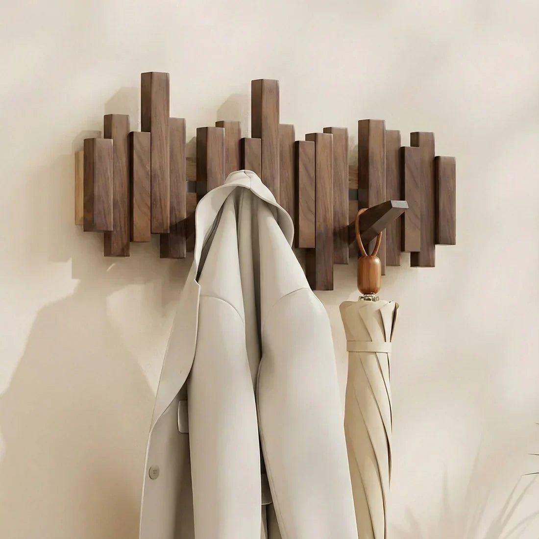Wall Coat Rack - Space-Saving Foldable Design Hooks | elesira