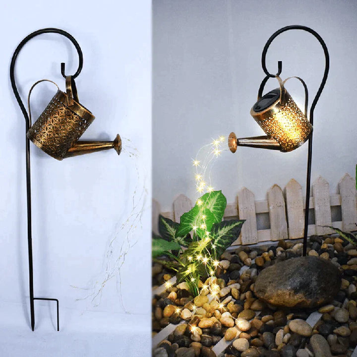Solar Garden Light - Watering Can Design - Soft Rain Effect Illumination | elesira
