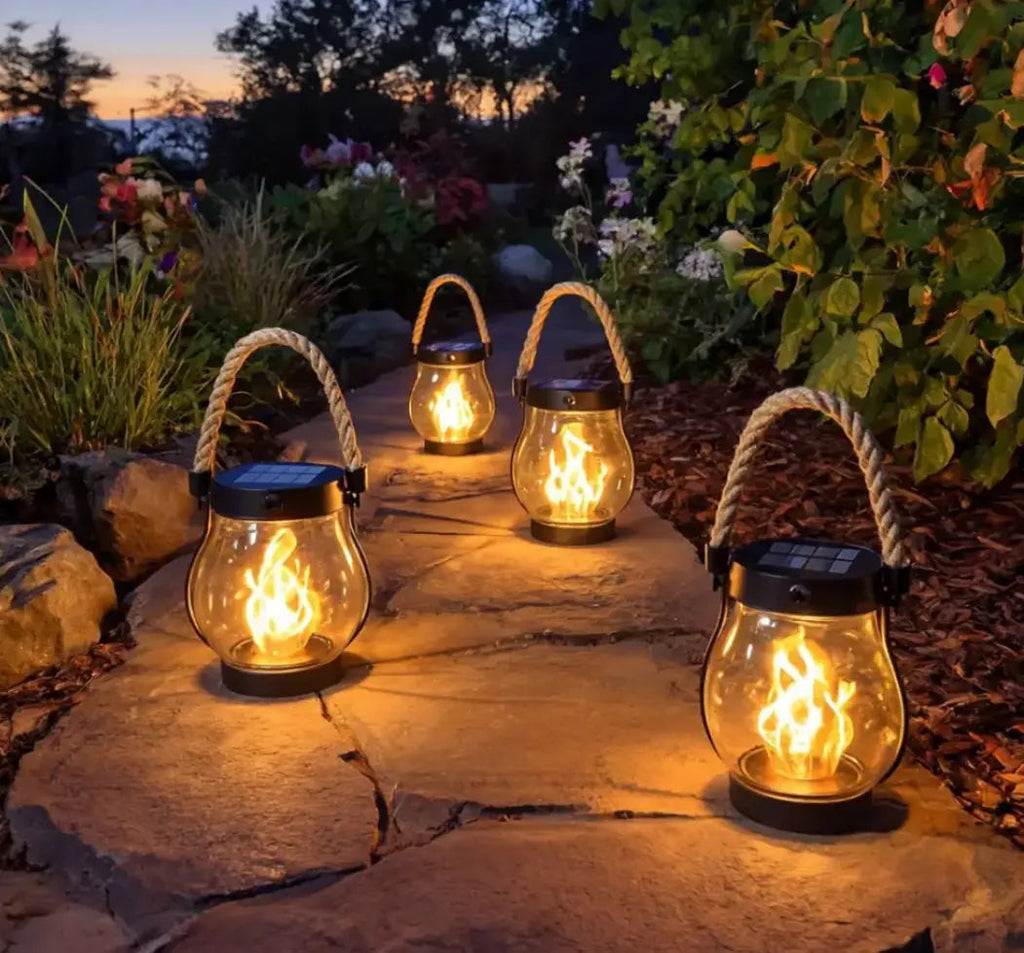 Torcia solare impermeabile agli agenti atmosferici, automatica al tramonto, lanterna da giardino | elesira