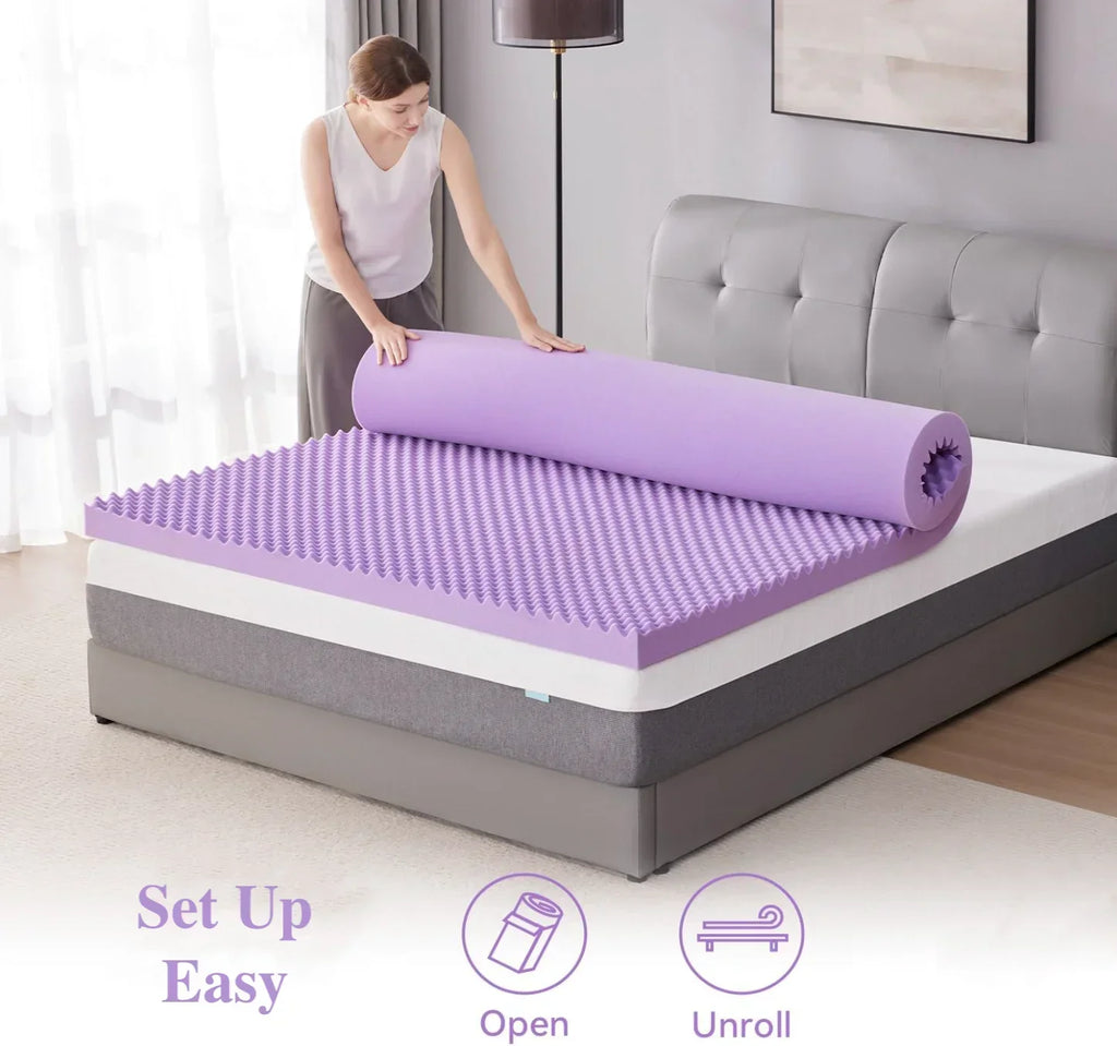 Topper Comfort Rest z paměťové pěny s gelovou vrstvou pro úlevu od tlaku a pohodlný spánek – Elesira