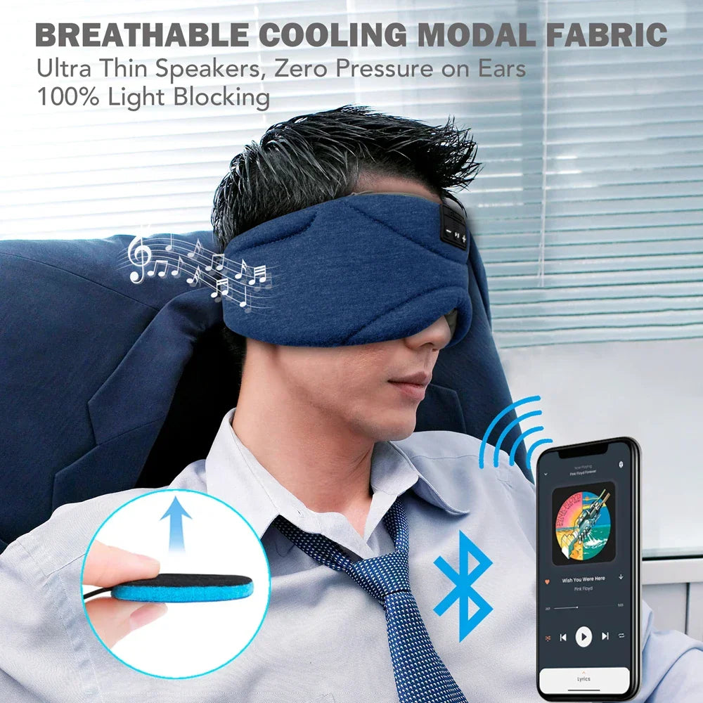 ComfortZone Bluetooth Sleep Mask With 100% Light Block And Soft Speakers For Side Sleepers - Elesira