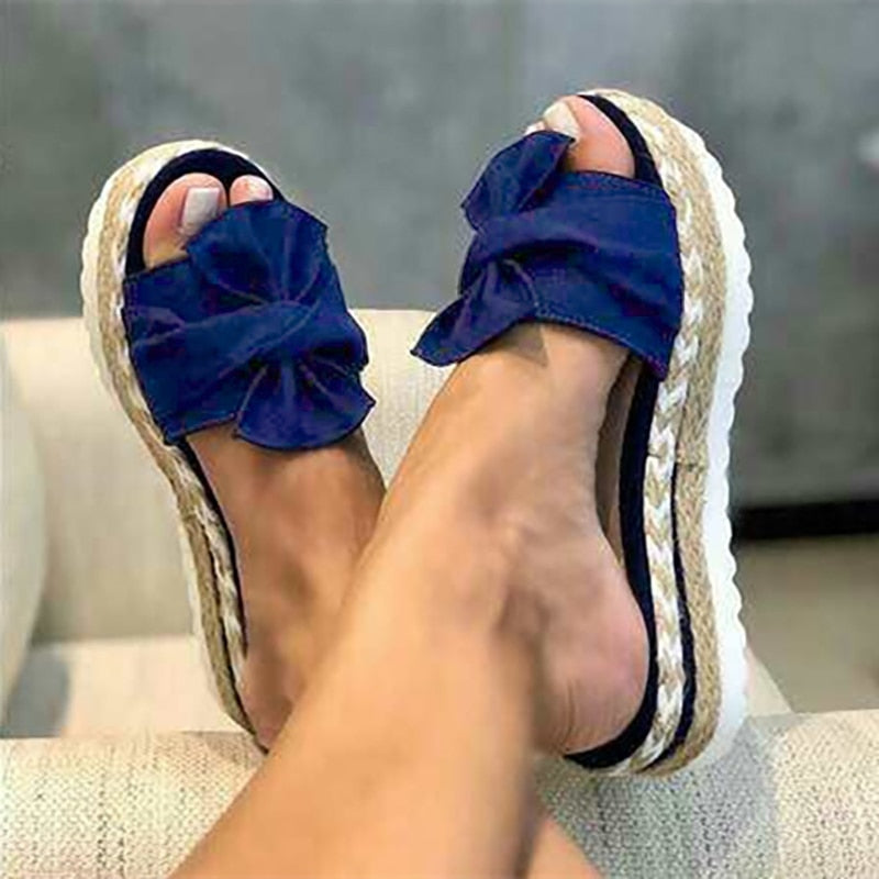 Wedge Heel Sandals for Women with Bow Detail | elesira