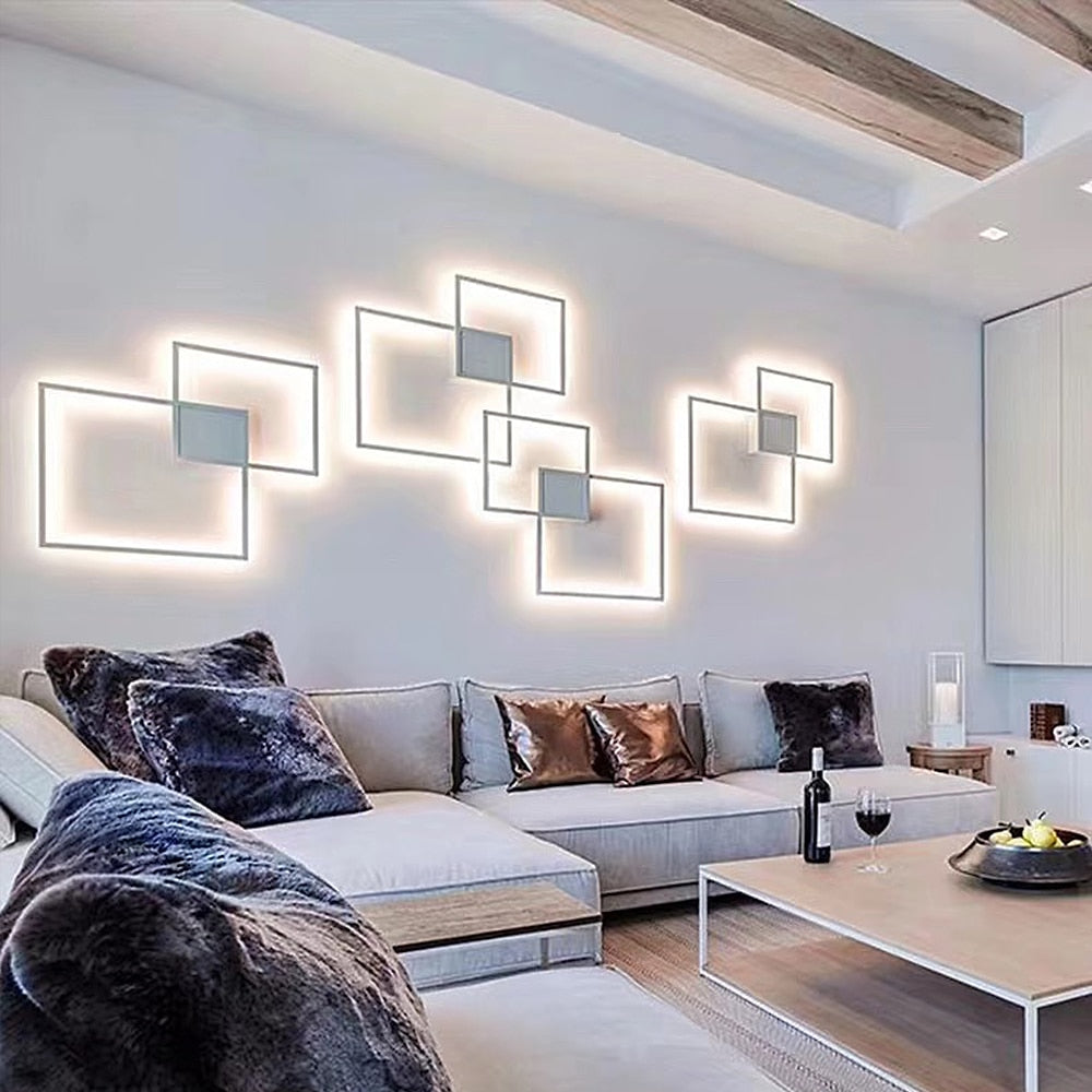 Lampada decorativa da parete quadrata bianconera | elesira