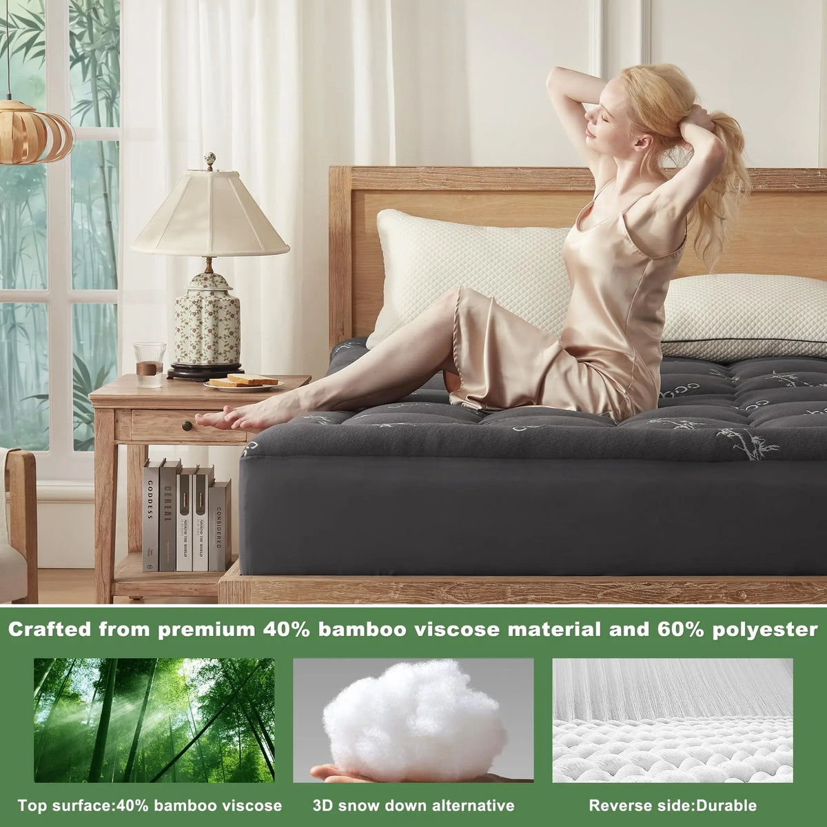 EcoComfort Collection -patjansuoja bambuviskoosista, tikattu, vedenpitävä ja hengittävä - Elesira