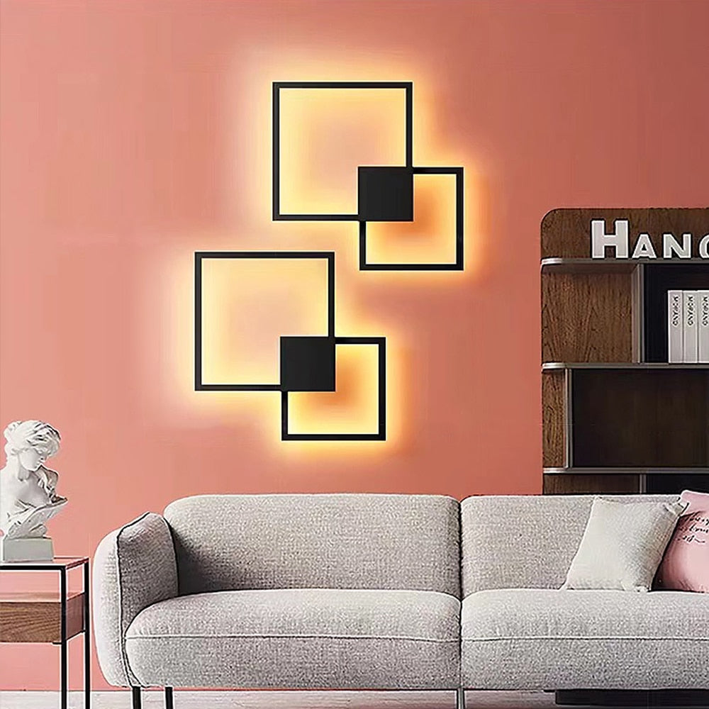 Lampada decorativa da parete quadrata bianconera | elesira