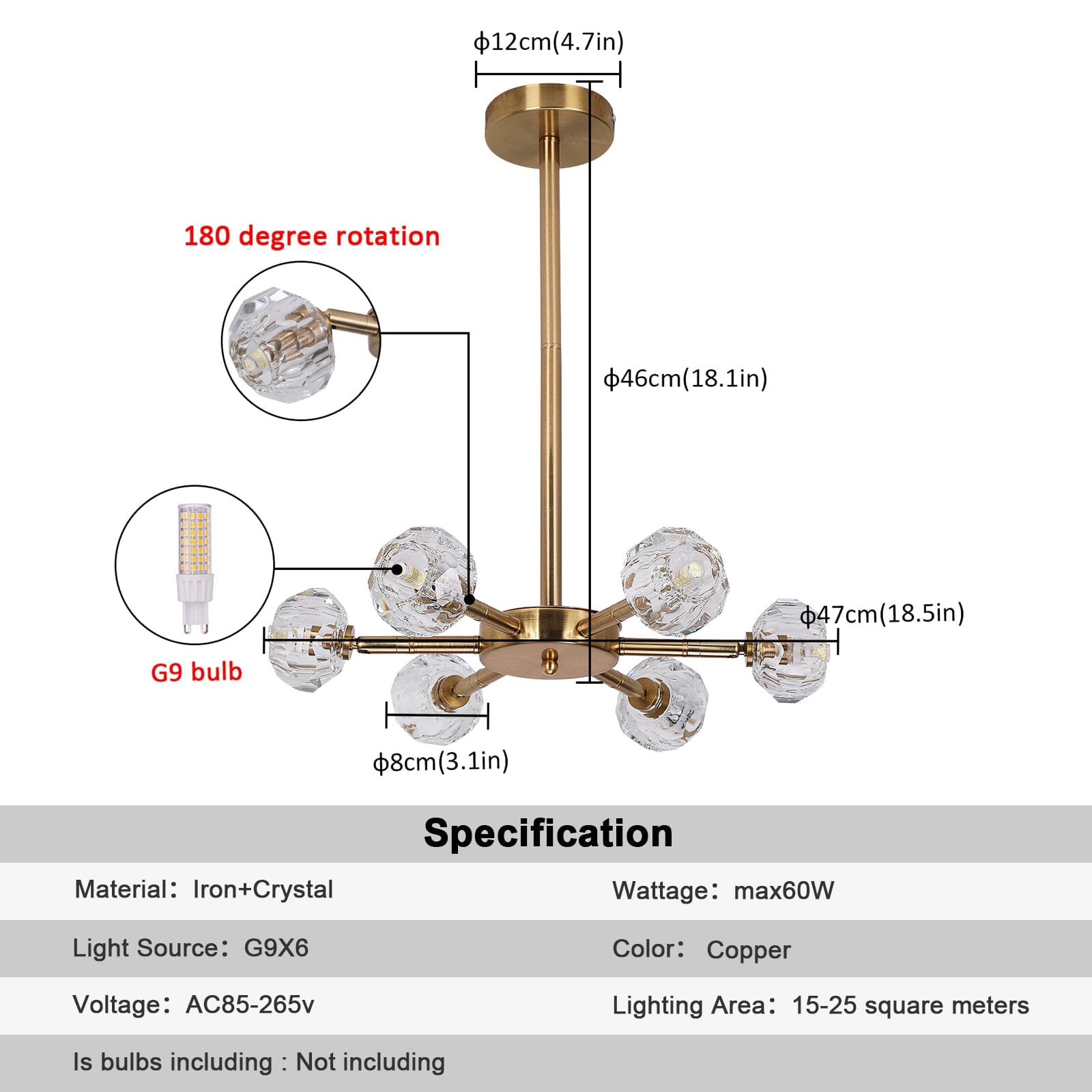 Hafsa Crystal LED Hanging Light | elesira