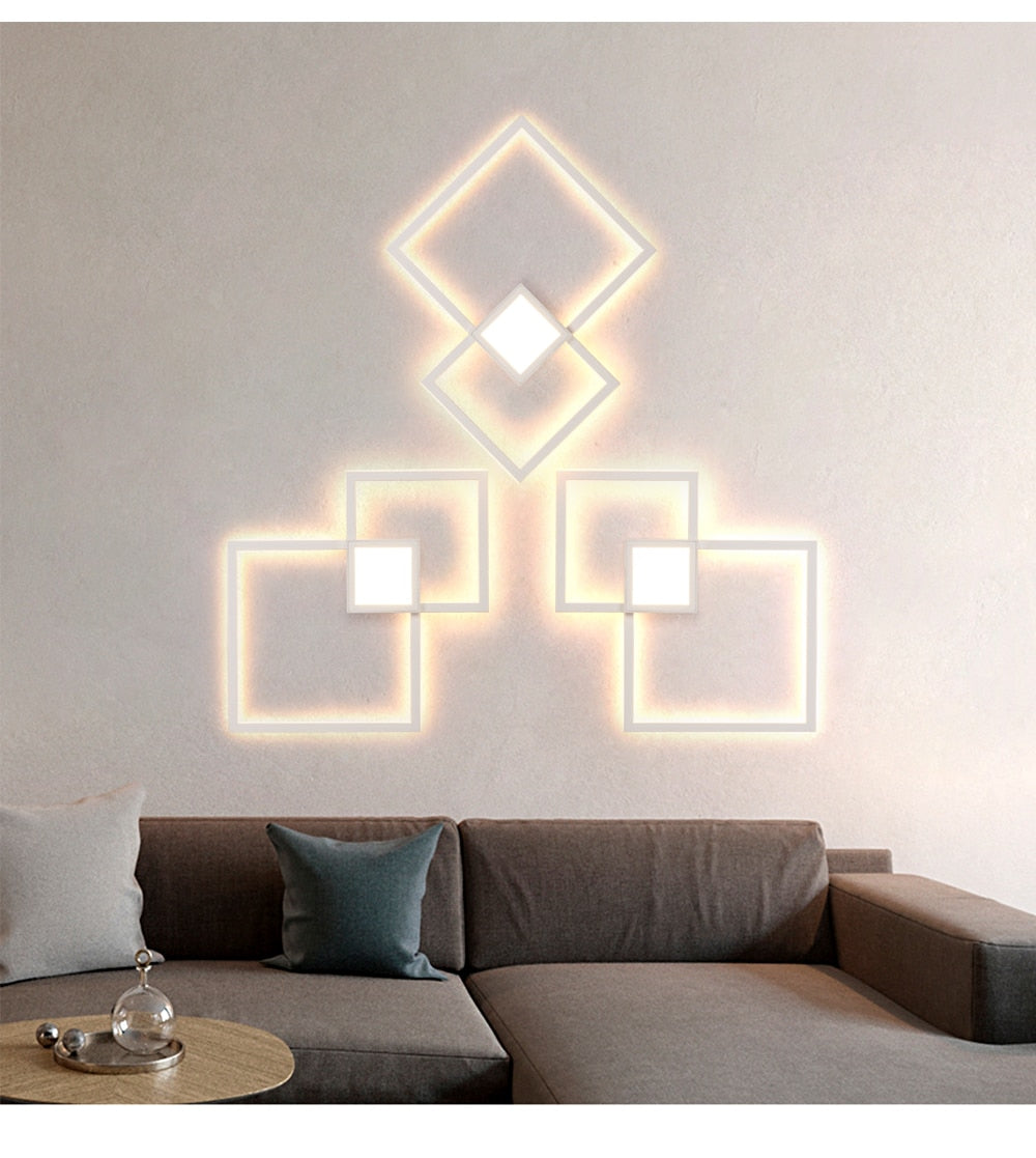 Lampada decorativa da parete quadrata bianconera | elesira