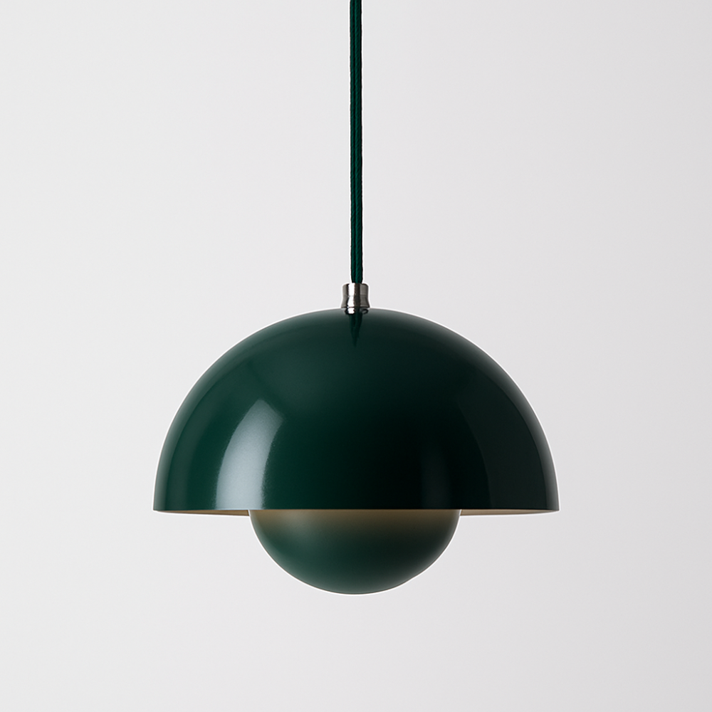 Suspension lumineuse en arc aux couleurs vives pour intérieurs scandinaves modernes | elesira