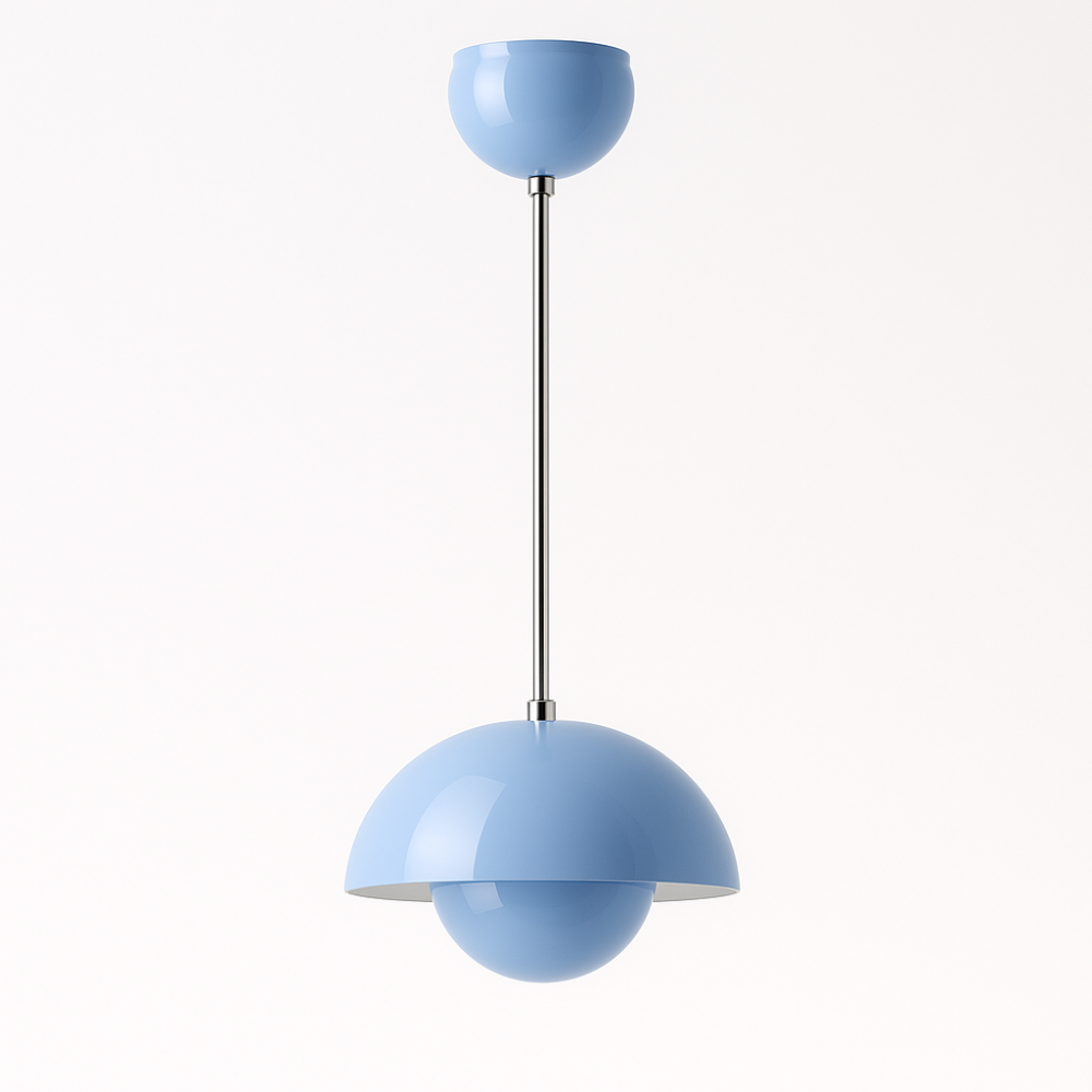 Suspension lumineuse en arc aux couleurs vives pour intérieurs scandinaves modernes | elesira