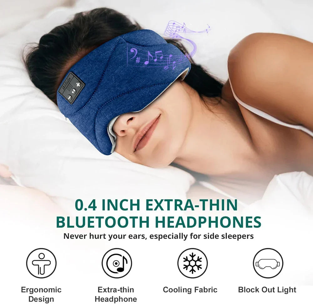ComfortZone Bluetooth Sleep Mask With 100% Light Block And Soft Speakers For Side Sleepers - Elesira