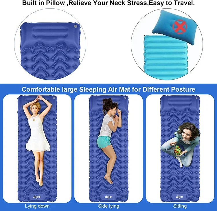 Matelas de camping ComfortRest de 10 cm d’épaisseur, autogonflant, pour les aventures en plein air - Elesira