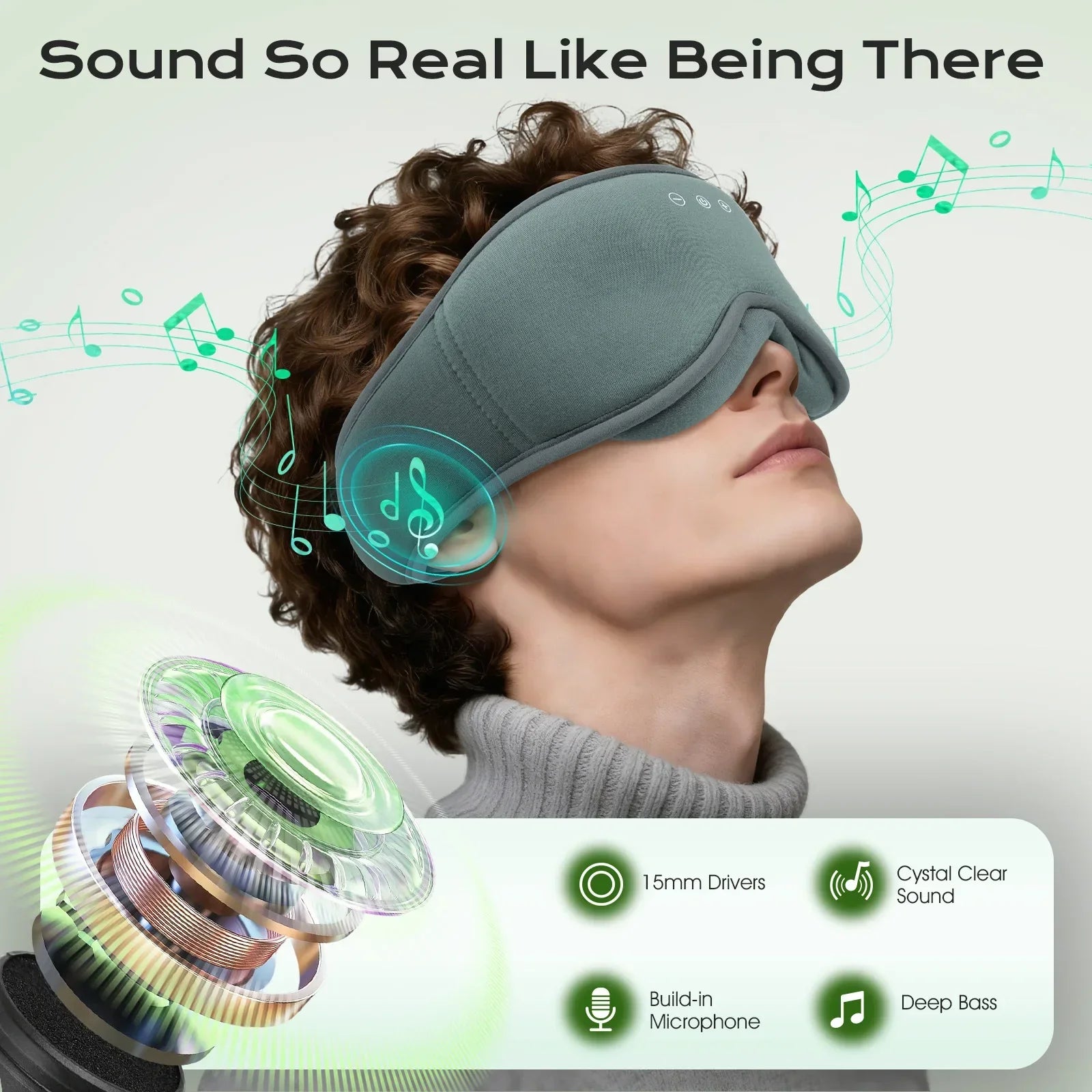ComfortZone Wireless Sleep Mask With Bluetooth Audio For Relaxation - Elesira