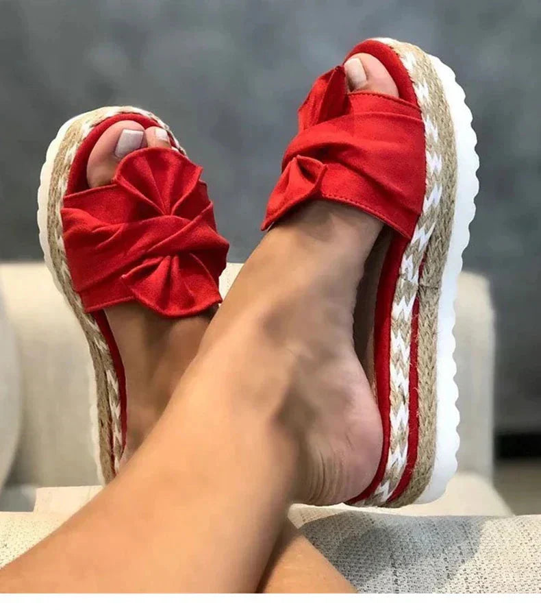Wedge Heel Sandals for Women with Bow Detail | elesira