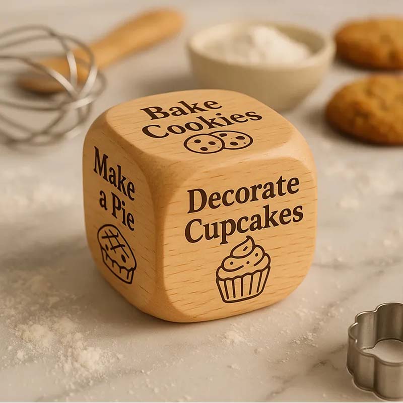 Dé de décision en bois - Inspiration créative grâce au lancer - Gravure laser | elesira