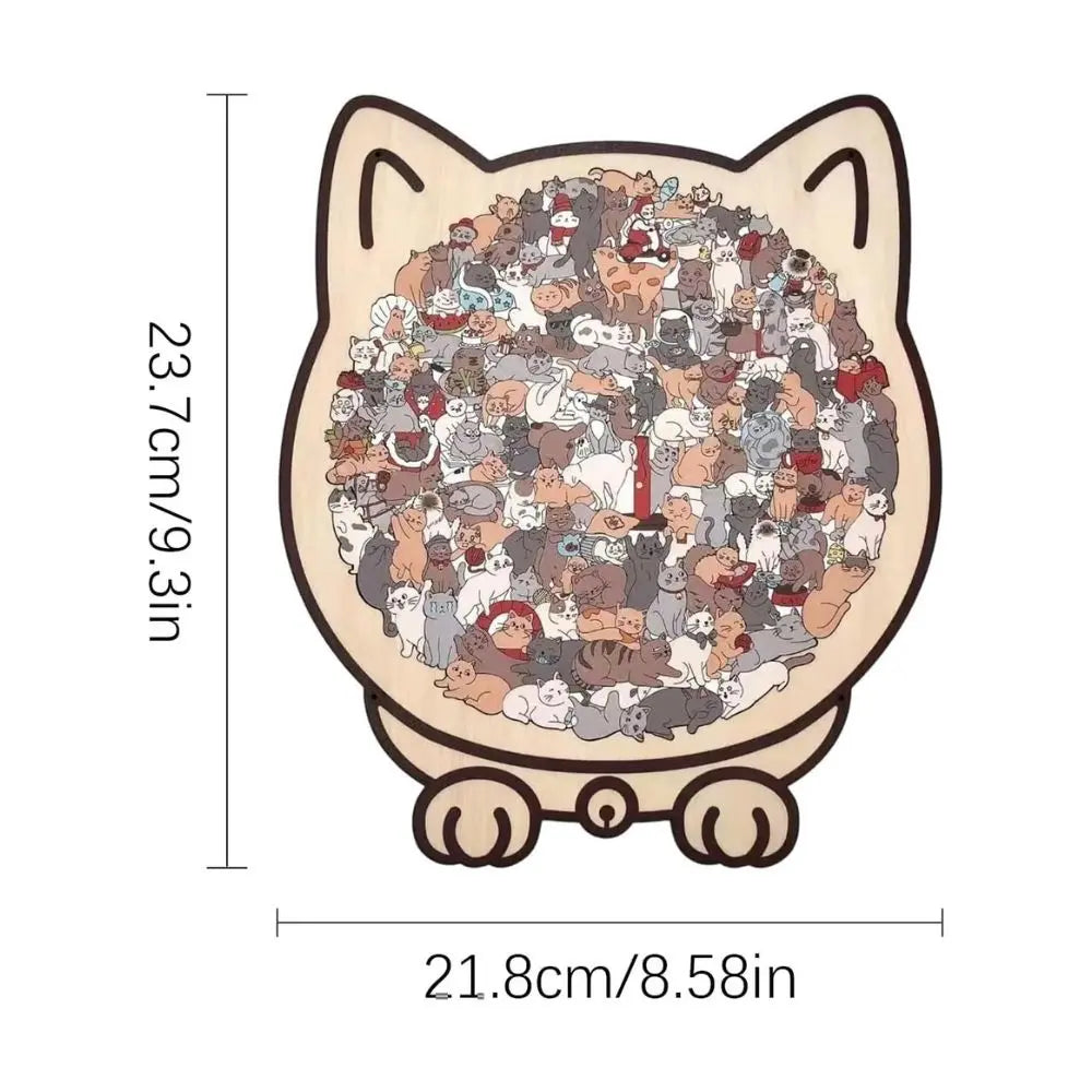 Puzzle din lemn în formă de pisică – Distracție decorativă pentru adulți și copii | elesira