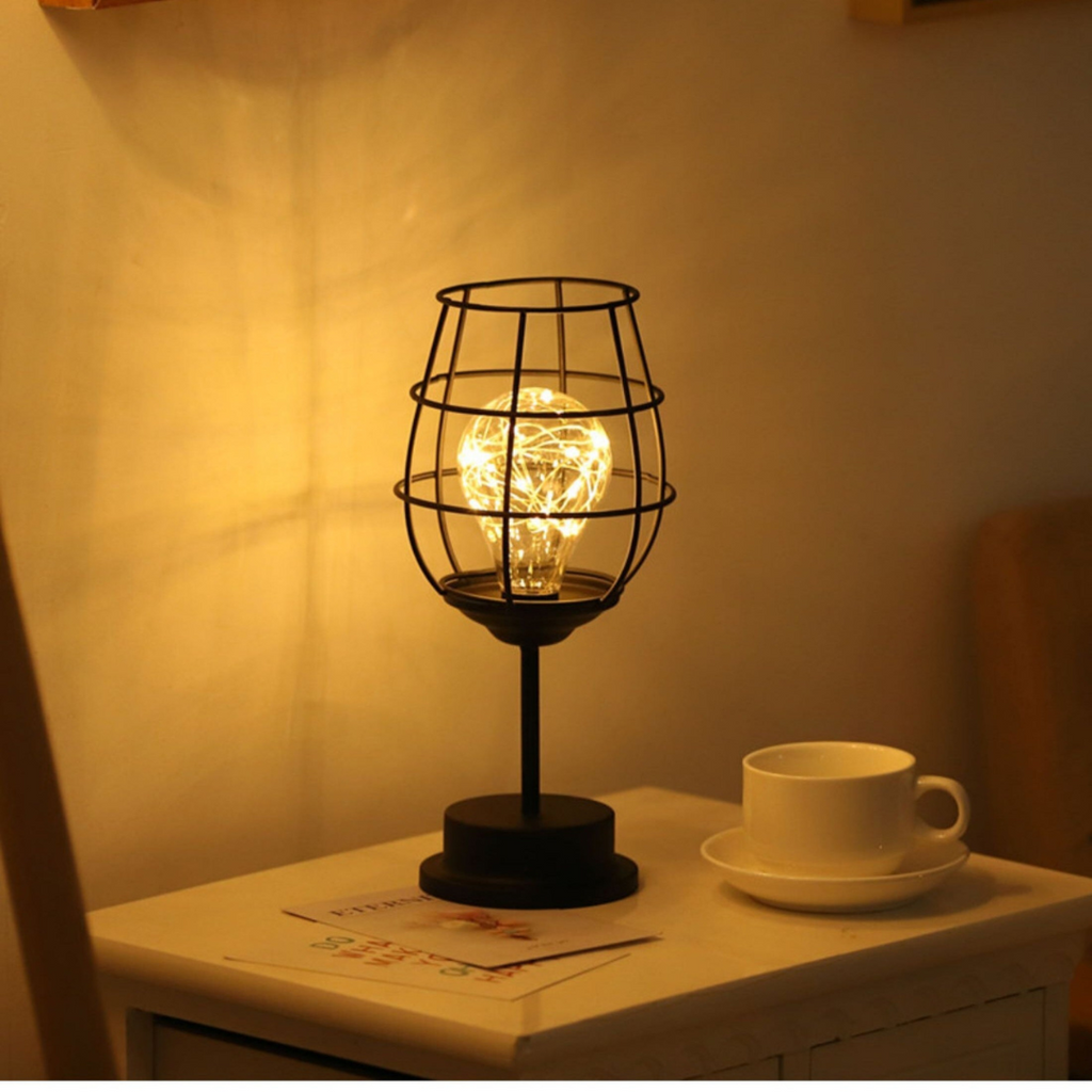 Marlow Industrial Cage LED Table Lamp For Ambient Accent Lighting | elesira