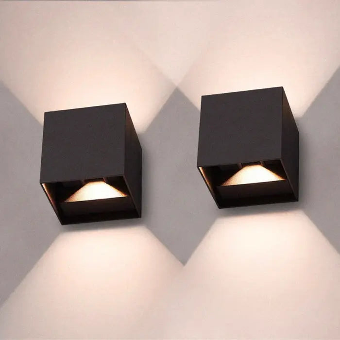 Trådløs kubisk LED-vegglampe – dimbar, USB-oppladbar (2-pakning) | elesira