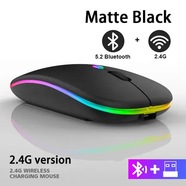 Wireless Rechargeable Mouse – Slim Design with Silent RGB Lighting | elesira