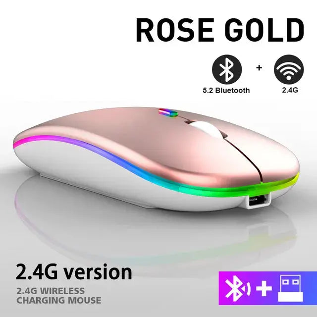 Wireless Rechargeable Mouse – Slim Design with Silent RGB Lighting | elesira