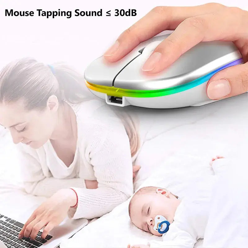 Wireless Rechargeable Mouse – Slim Design with Silent RGB Lighting | elesira