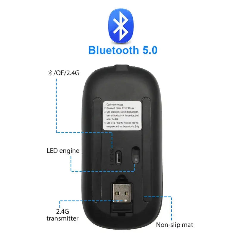 Wireless Rechargeable Mouse – Slim Design with Silent RGB Lighting | elesira