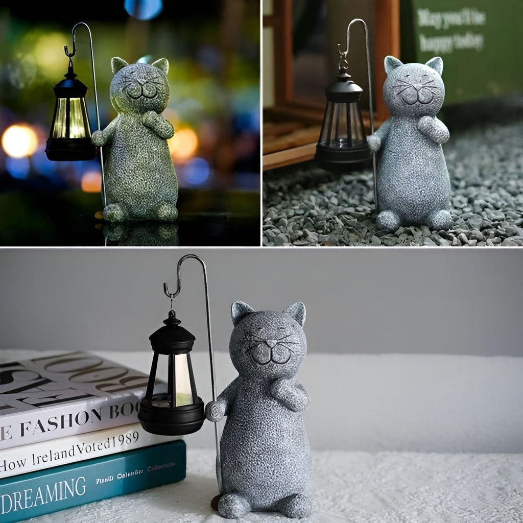 Purrfection Solar - Escultura encantadora de um gato para o seu jardim | elesira