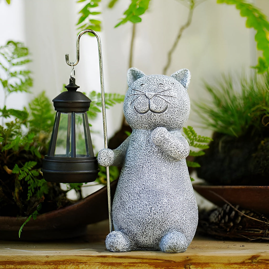 Purrfection Solar - Escultura encantadora de um gato para o seu jardim | elesira