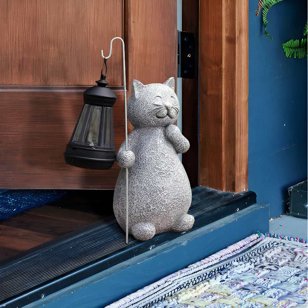Purrfection Solar - Escultura encantadora de um gato para o seu jardim | elesira