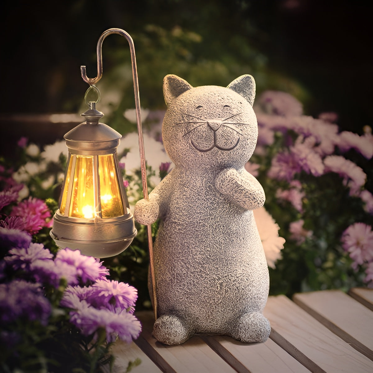 Purrfection Solar - Escultura encantadora de um gato para o seu jardim | elesira