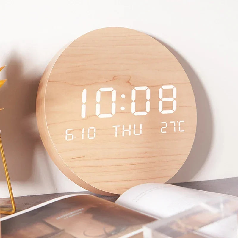 Sleek LED Digital Wall Clock with Date and Temperature Display | elesira