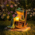 Solar Garden Frog Figurine - Warm White LED Light - Automatic Dusk Switch | elesira