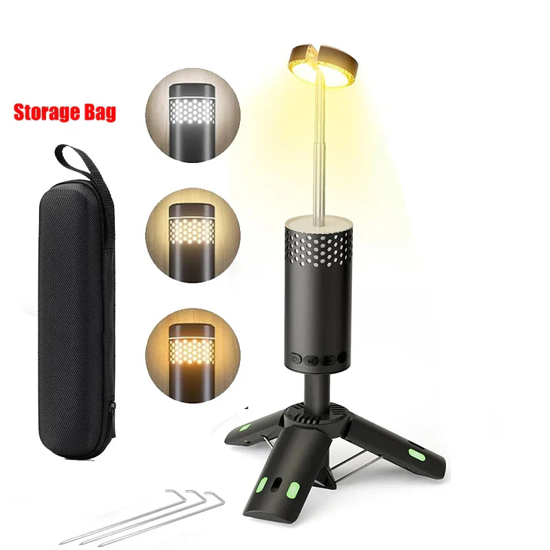 LumaPeak Camping Lamp With 10,000 mAh Capacity And Telescopic Design - Elesira