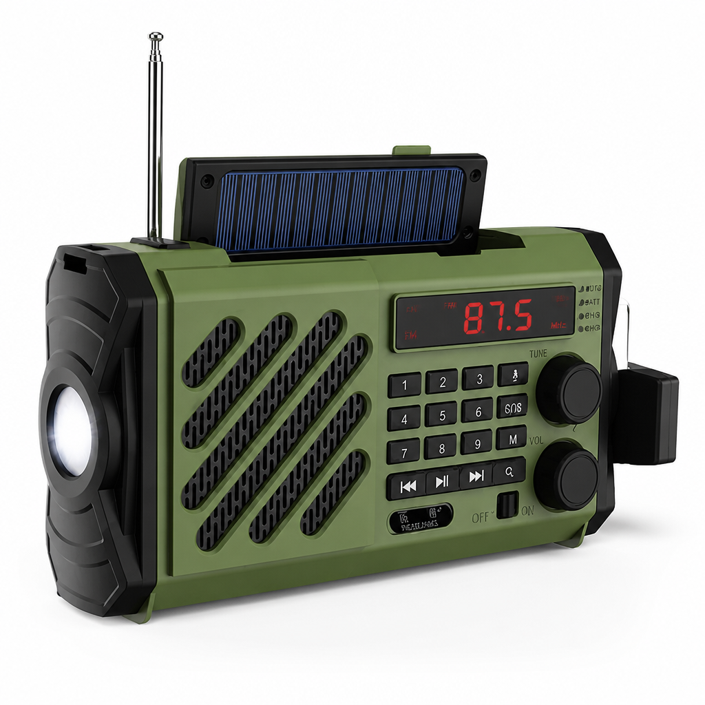 Solar & Hand-Crank Rechargeable Emergency Radio | elesira