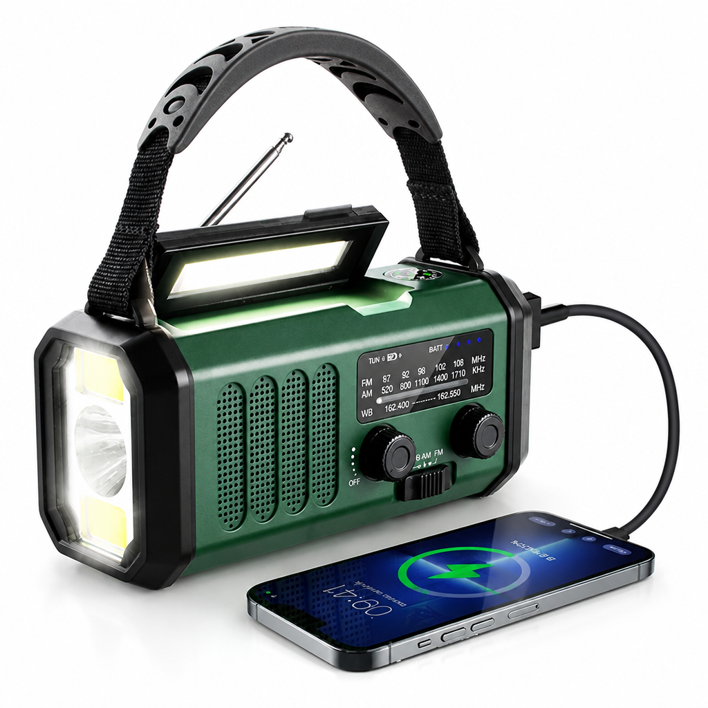 Solar & Hand-Crank Rechargeable Emergency Radio | elesira