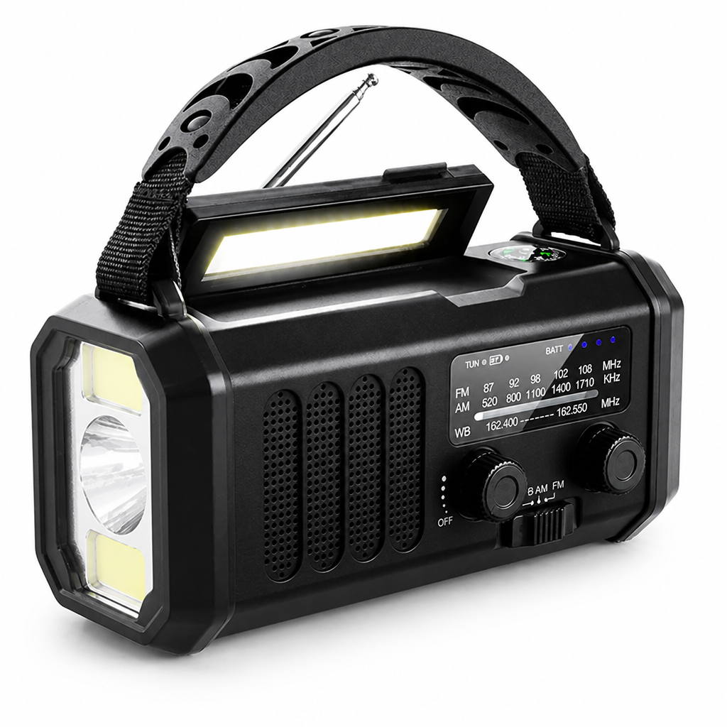 Solar & Hand-Crank Rechargeable Emergency Radio | elesira