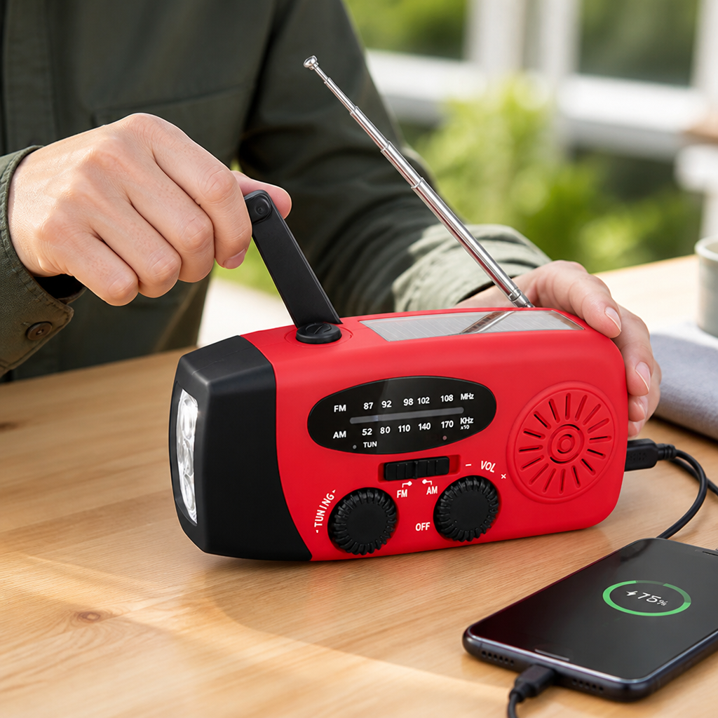 Solar & Hand-Crank Rechargeable Emergency Radio | elesira