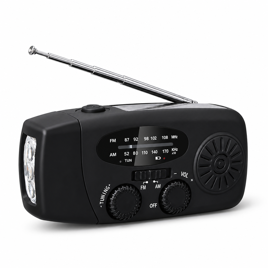 Solar & Hand-Crank Rechargeable Emergency Radio | elesira