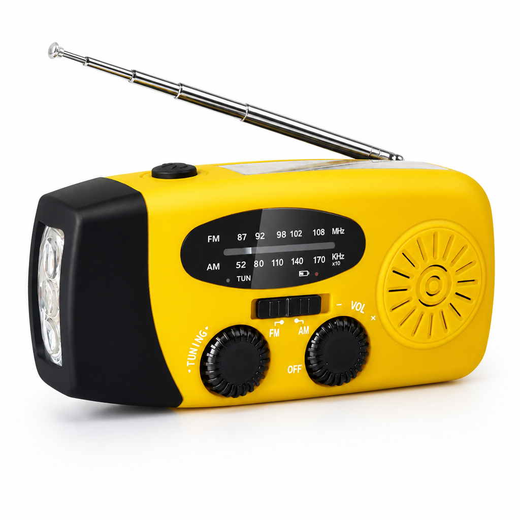 Solar & Hand-Crank Rechargeable Emergency Radio | elesira