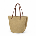Capiente borsa tote in juta intrecciata a mano (manici in pelle) | elesira