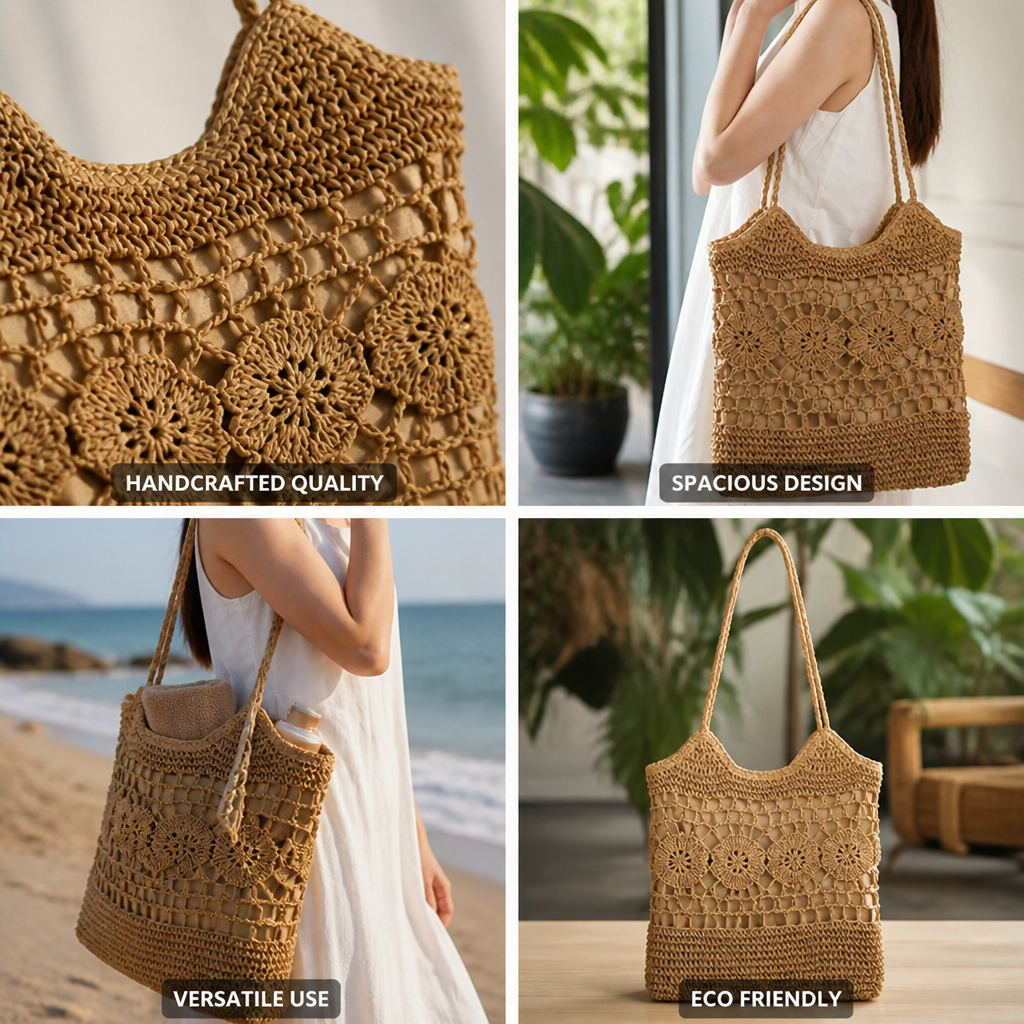 Spacious Handcrafted Macrame Tote Bag | elesira