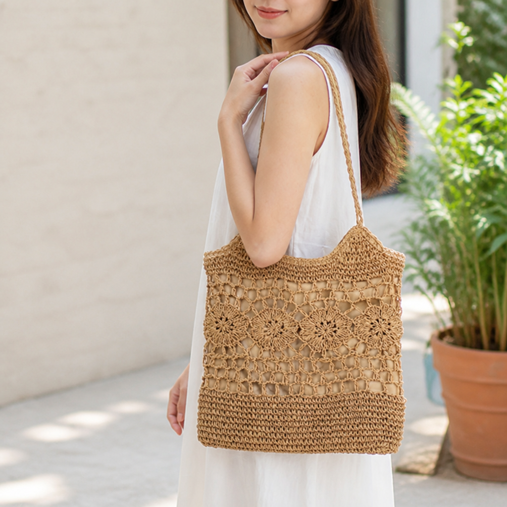 Spacious Handcrafted Macrame Tote Bag | elesira