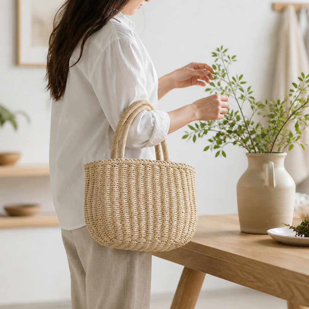 Spacious Handwoven Natural Wicker Tote | elesira