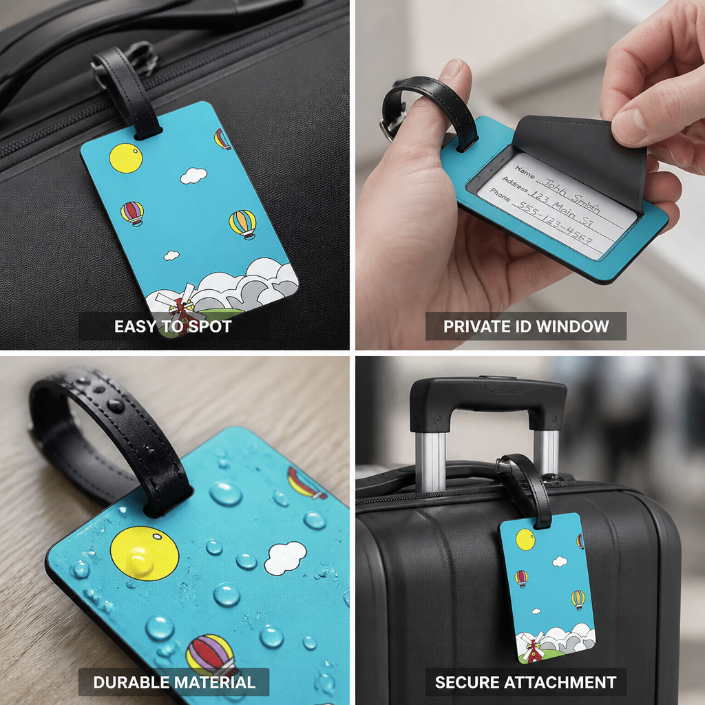 Vibrant Durable Luggage Tag (Secure Strap & Transparent ID Window) | elesira