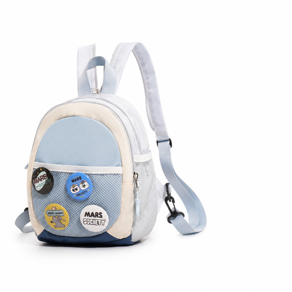 Farverig skoletaske med grafisk motiv (ergonomiske polstrede remme) | elesira