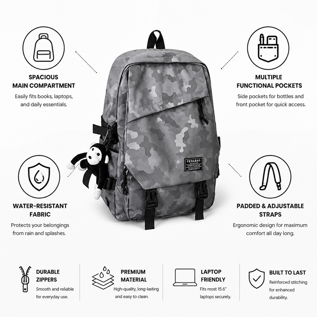 Mochila de camuflaje resistente al agua (correas acolchadas) | elesira
